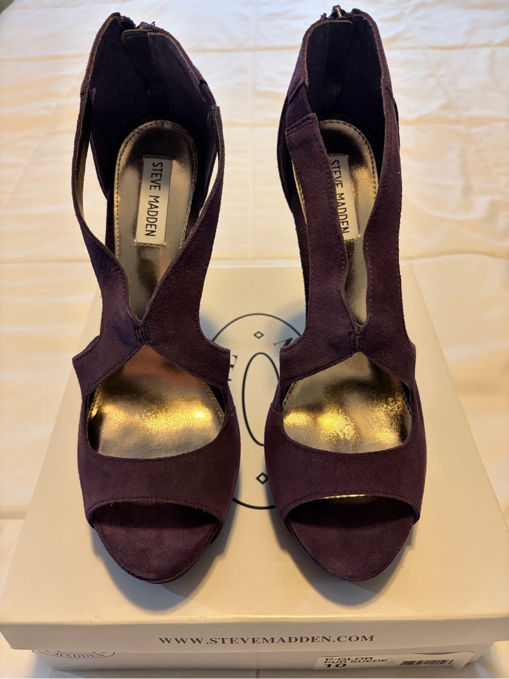 Steve Madden Plum Suede Cutout Peep-Toe Heels